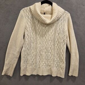North River Cable Knit Sweater Women's Size Small‎ Cowl Neck Classic Warm Comfy